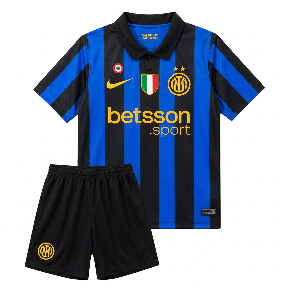 Completino Bambino Inter Home 2026/27 - Con Scudetto e Coccarda Coppa Italia 10 inclusi